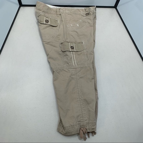 Eddie Bauer Cropped Cargo Pants Drawstring Bottom Size 2 - Picture 3 of 9
